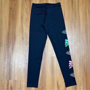 Adidas Kids Black and Green Performance Leggings